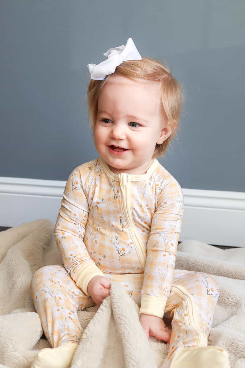 Yellow Daisy Bamboo Zipper Romper