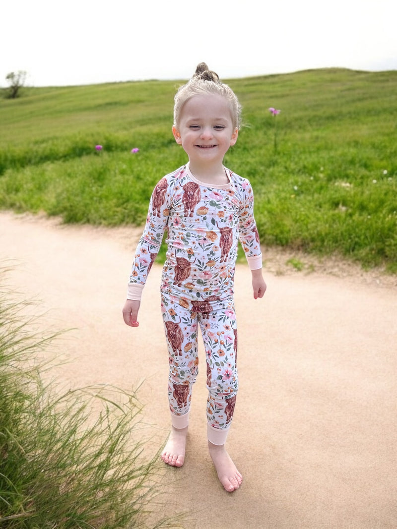 Highland Cow Bamboo Toddler Set