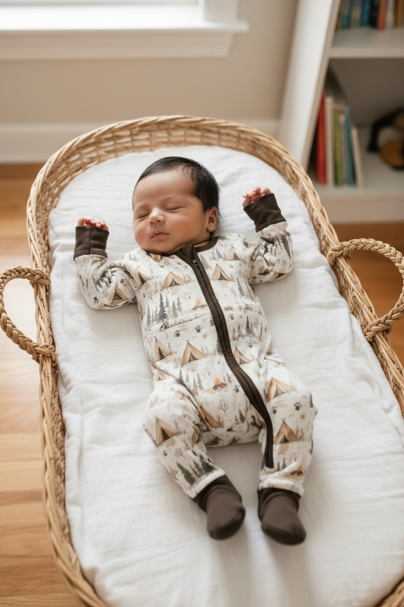 Camping Bears Bamboo Zipper Romper