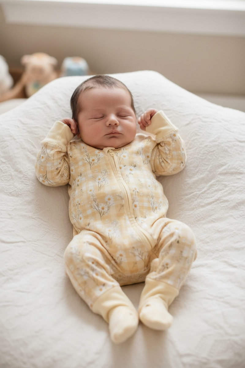Yellow Daisy Bamboo Zipper Romper